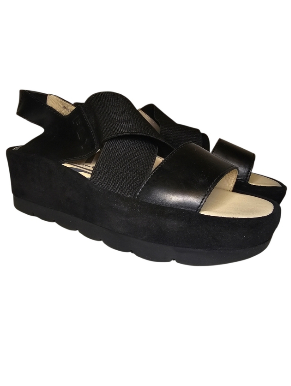 Fly London Yaji Black Sandals - Women's Size 39 Chunky Platform Wedge Whimsigoth